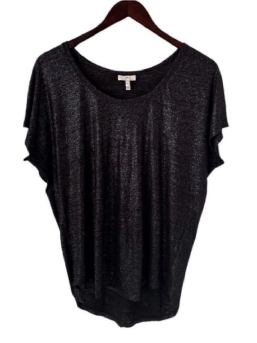 Joie Black Shimmer Short Sleeve Linen T-Shirt Size XS